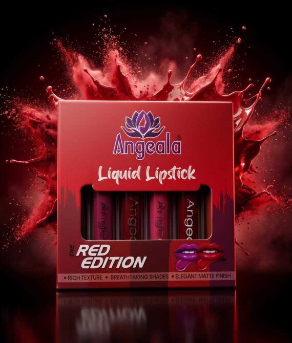 Angeala Red Liquid Lipstick Kit – 6 Premium Matte Shades Kit | Highly Pigmented, Long-Lasting & Smudge-Proof Lip Colors